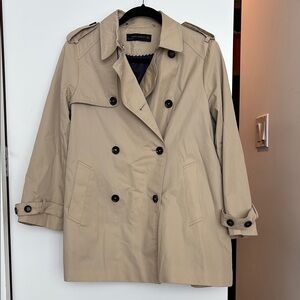 Zara Tan Trench Coat Classic Double-Breasted Design